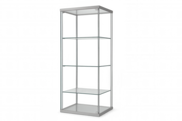 Modern empty glass showcase with transparent background, perfect for displaying products in shops, museums, or exhibitions