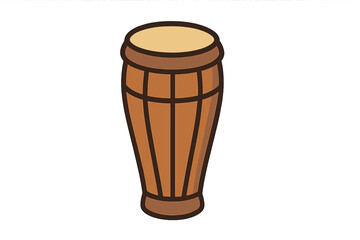 Conga drum vector illustration. Cartoon percussion musical instrument icon. Latin music, salsa, rumba concept. African, Cuban culture ethnic rhythm beat sound symbol.