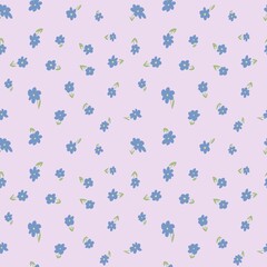 Hand drawn flower seamless pattern. Bright colorful design for fabric, wallpaper, gift paper. Romantic pattern.