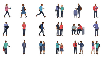 Vector Illustration of People Silhouettes Collection AI EPS PNG