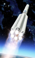 Space rocket lift off