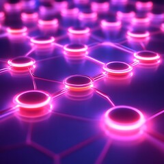 Abstract network of glowing interconnected nodes
