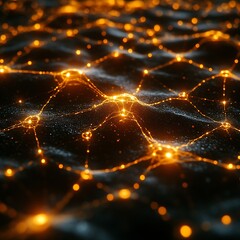 Abstract network of glowing nodes