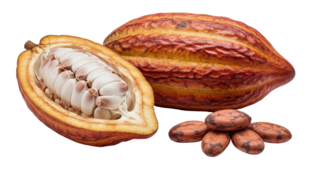 Isolated Cocoa Fruit Cut Open