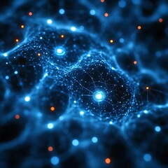 Abstract network of glowing points and lines