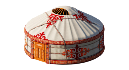 steppe nomads dwelling 3d model of authentic ger, isolated on transparent background