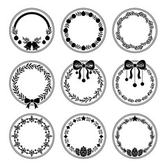 Vector art of collection of nine charming christmas wreaths, perfect for adding a touch of holiday cheer to your projects