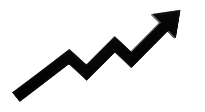 Isolated Black Arrow Pointing Upward for Growth