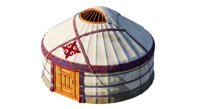 steppe nomads yurt exquisite 3d model of traditional mongolian dwelling, isolated on transparent background