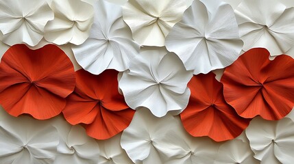 Abstract paper flower design, orange and white