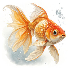 gold fish on white background