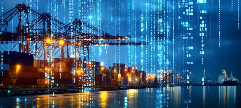 Modern Cybernetic Infrastructure Transforming Digital Flow in Global Port Technology and Logistics - Powered by Adobe