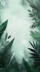 Tropical leaf background with copy space, drawn simple tropical background