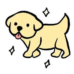 Golden retriever cartoon sparkling with shiny effects. Cute puppy illustration representing happiness, confidence, and joy in digital art.