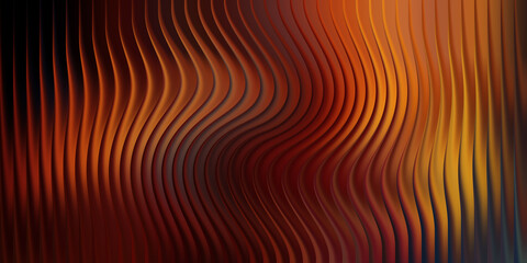 Abstract orange background with vertical curved lines and blurred effect design