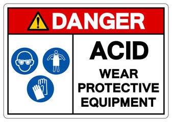 Fototapeta premium Danger Acid Wear Protective Equipment Symbol Sign,Vector Illustration, Isolate On White Background Label.EPS10