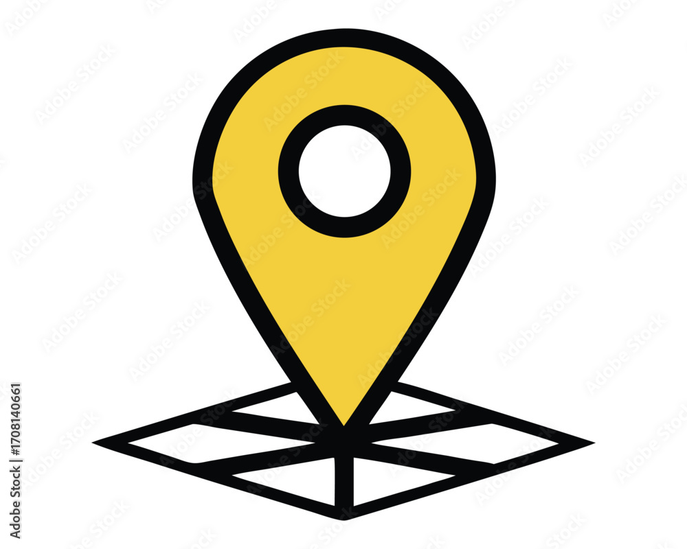 Poster map pointer icon with pin vector illustration for location and navigation