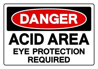 Danger Acid Area Eye Protection Required Symbol Sign,Vector Illustration, Isolate On White Background Label.EPS10