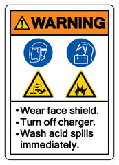 Fototapeta premium Warning Wear Face Shield Symbol Sign,Vector Illustration, Isolate On White Background Label.EPS10