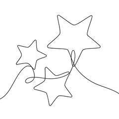 Continuous line drawing of stars. Minimalist black linear sketch isolated on white background. Hand drawn vector illustration.