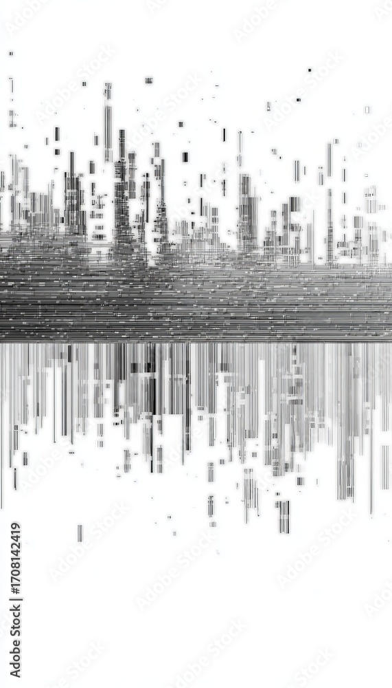 Poster digital disruption abstract pixel damage art with fragmented patterns and distorted glitch effects