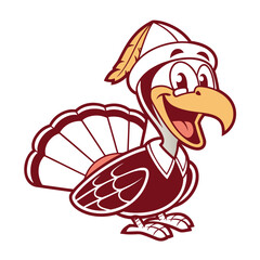 Funny Turkey Bird Mascot Vector | Smiling Thanksgiving Cartoon Illustration