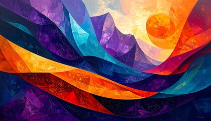 Colorful mountain range abstract