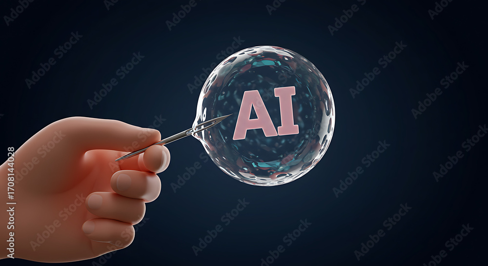 Poster ai in a bubble: a thought-provoking depiction of artificial intelligence (ai) encapsulated within a 