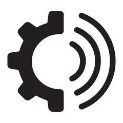 Gear with Sound Waves Icon &ndash; Technology and Automation Concept.