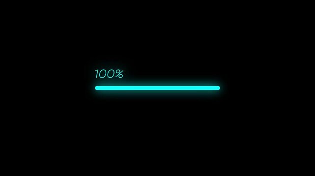 Loading progress bar downloading bar loading screen pix elated progress animation. Status bar, processing from 0 to 100 transfer on black background