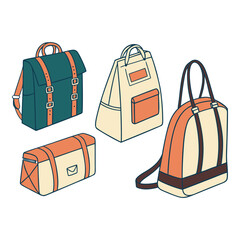 Collection of Bags and Backpacks | Fashion Handbag & Backpack Vector Set