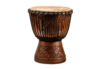 Wooden hand-carved drum, dark brown