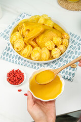 Golden Turmeric Soup with Roasted Cauliflower and Superfood Berries Healthy Comfort Food Bowl