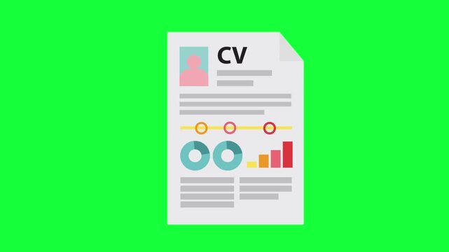 CV document with play button overlay, perfect for online job applications and career success