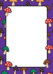 Frame background with colorful poisonous mushrooms for halloween