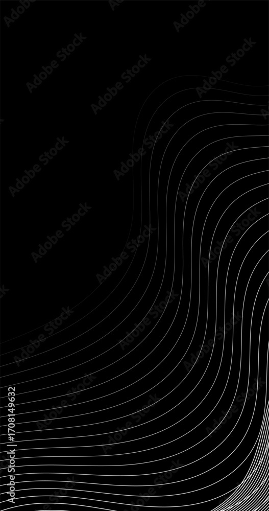 Poster abstract wavy lines on black copy space background design element