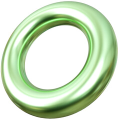 3D Playful pastel green shape, creative graphic abstract form isolated clipart. Render of geometric modern y2k illustration