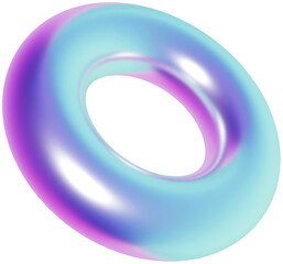 3d holographic liquid shape, iridescent chrome fluid abstract form isolated. Render of geometric metal illustration