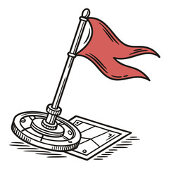 Illustration of a red flag on a base