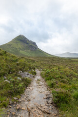 View towards Marsco in the mountains of the Cuillins, as seen from a path to Sligachan