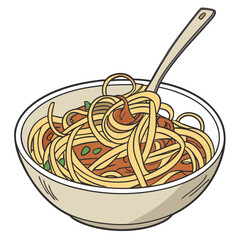 Bowl of spaghetti with meat sauce illustration