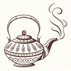 Hand drawn illustration of a teapot with steam