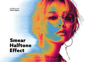 Smear Halftone Photo Effect