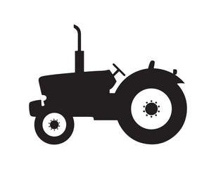 Silhouette of a tractor icon against a white backdrop