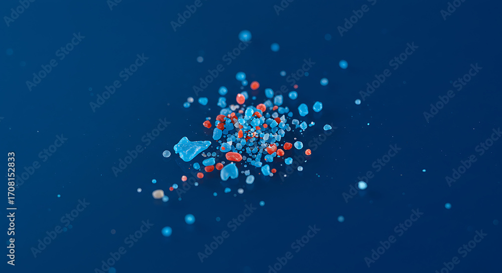 Poster abstract particle explosion: a visually captivating display of colorful particles erupting in a dyna