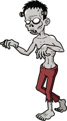 Cartoon zombie character, horror undead illustration, creepy monster design, vector Halloween art, scary walking corpse, spooky creature, stock image graphic