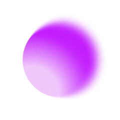 Abstract gradient element of pastel purple glowing circle blurred with noise and grainy texture on transparent background