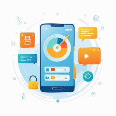 Mobile App Interface Design with Data Visualization and Messaging