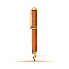 Brown Wooden Pen with Gold Accents on White Background