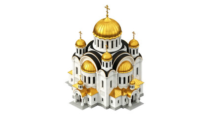 3d model golden domes of divine majesty, orthodox cathedral, isolated on transparent background